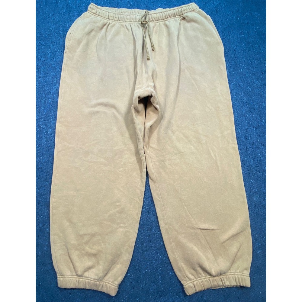 Foot Locker Earth Tone Men XXL Baggy Fleece Jogger Sweatpants Tan Drawstring XXL